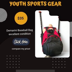 Demarini Red and Black Kids Baseball Bag